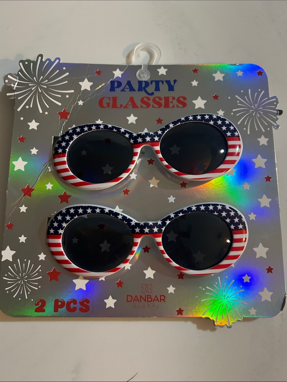Danbar Patriotic American Flag Party Sunglasses - Red White Blue (2 Pack)